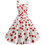 robe blanche pin up cerise