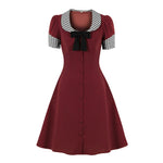 Robe Col Damier Années 60 Rouge