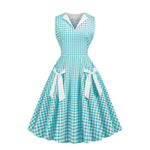 Robe Bleue Pin Up Carreaux