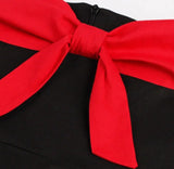 Robe Décolletée Rouge et Noire Rockabilly