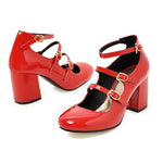 Chaussures Années 50 T-Strap Rouge