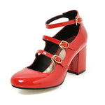 Chaussures Années 50 T-Strap Rouge