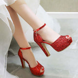 Chaussures Rockabilly Rouges à Paillettes