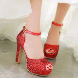 Chaussures Rockabilly Rouges à Paillettes