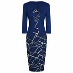 Robe Crayon Bleue Motifs Année 50