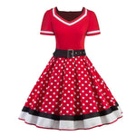 Robe Pin Up Années 50 Grande Taille - Rouge / L