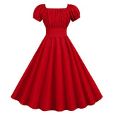 Robe Retro Chic Cérémonie - Rouge / S